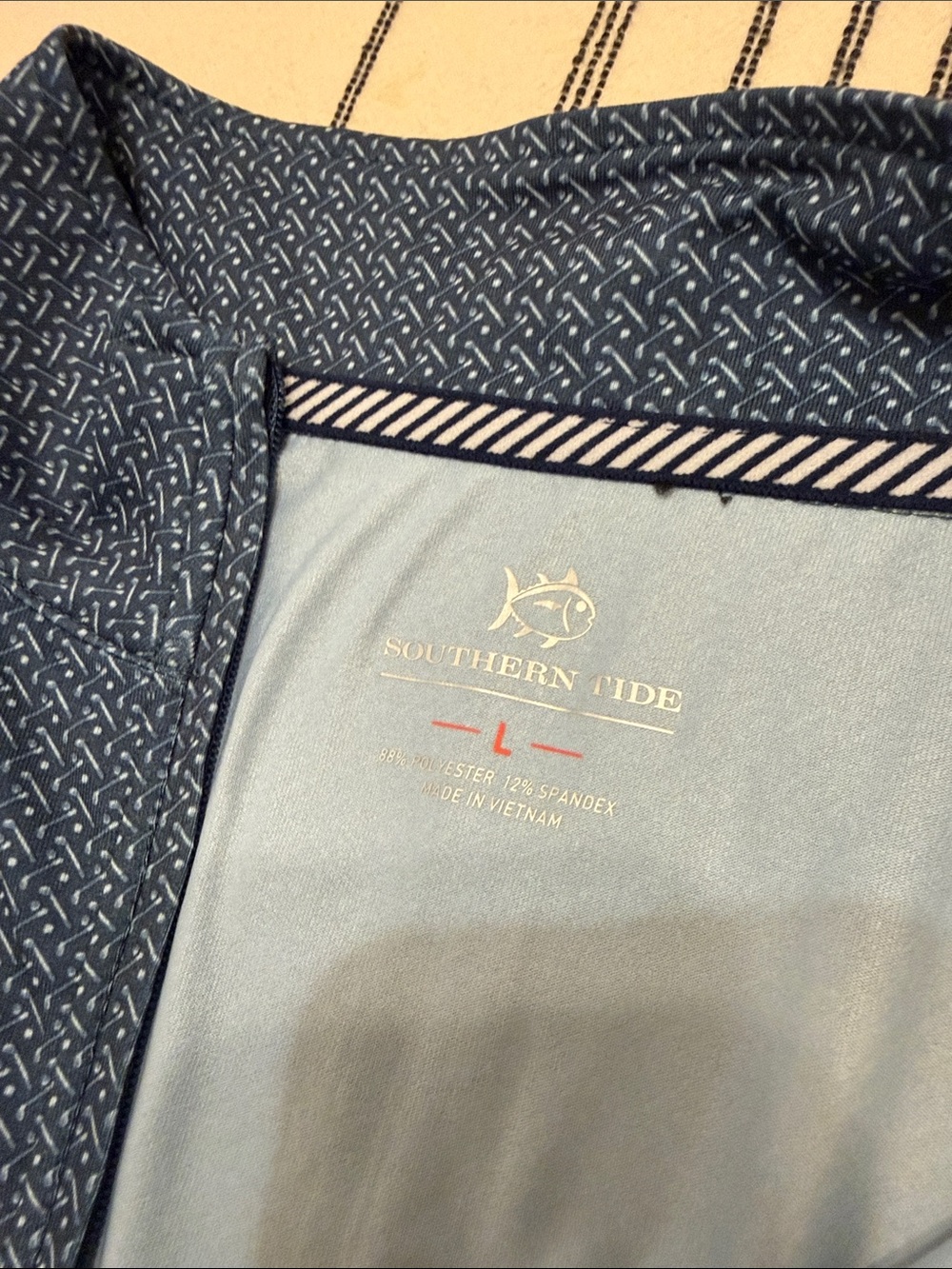 Southern Tide Men's Navy Patterned Quarter-Zip Pullover - Picture 3 of 3